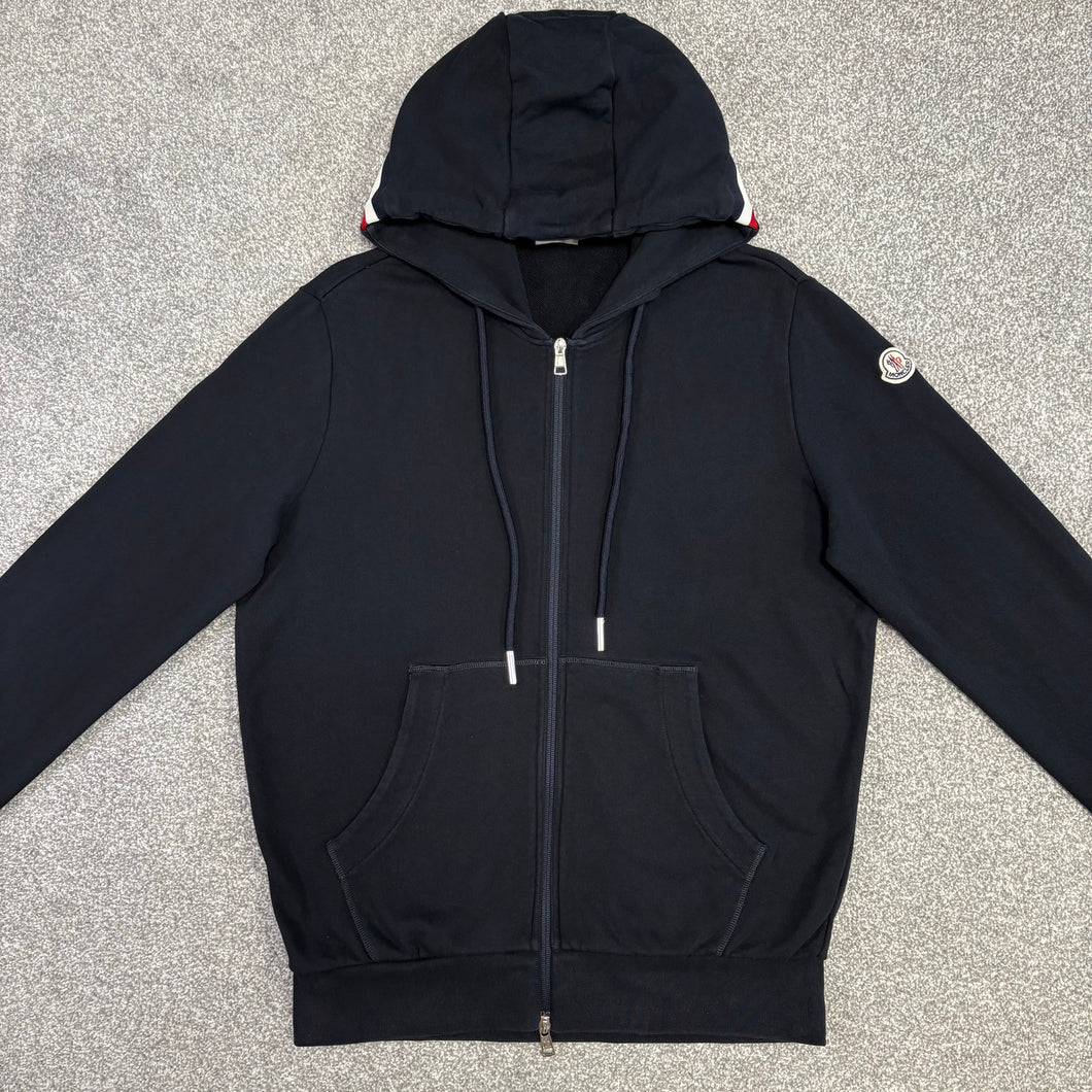 Moncler Tricolour Zip-Up Hoodie Navy Size XL