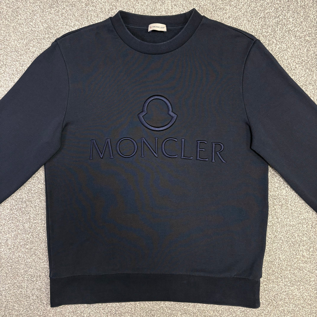 Moncler Embroidered Sweater Navy Size Large