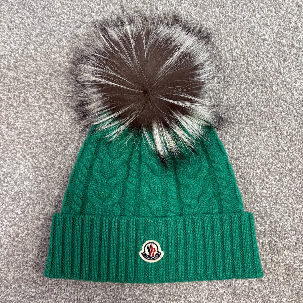 Women’s Moncler Pom-Pom Beanie Green SzUNI