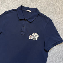 Load image into Gallery viewer, Moncler Double Logo Polo Navy Size Medium
