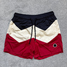 Load image into Gallery viewer, Moncler Swimshorts Navy White &amp; Red Size Medium
