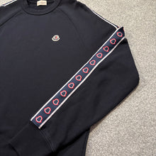Load image into Gallery viewer, Moncler Tape Logo Sweatshirt Navy Size Large
