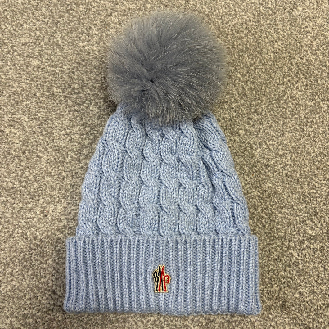 Women’s Moncler Grenoble Pom-Pom Beanie Blue SzUNI