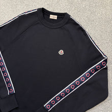 Load image into Gallery viewer, Moncler Tape Logo Sweatshirt Navy Size Large
