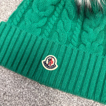 Load image into Gallery viewer, Women’s Moncler Wool &amp; Cashmere Pom-Pom Beanie Green SzUNI
