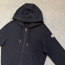Load image into Gallery viewer, Moncler Tricolour Zip-Up Hoodie Navy Size Large
