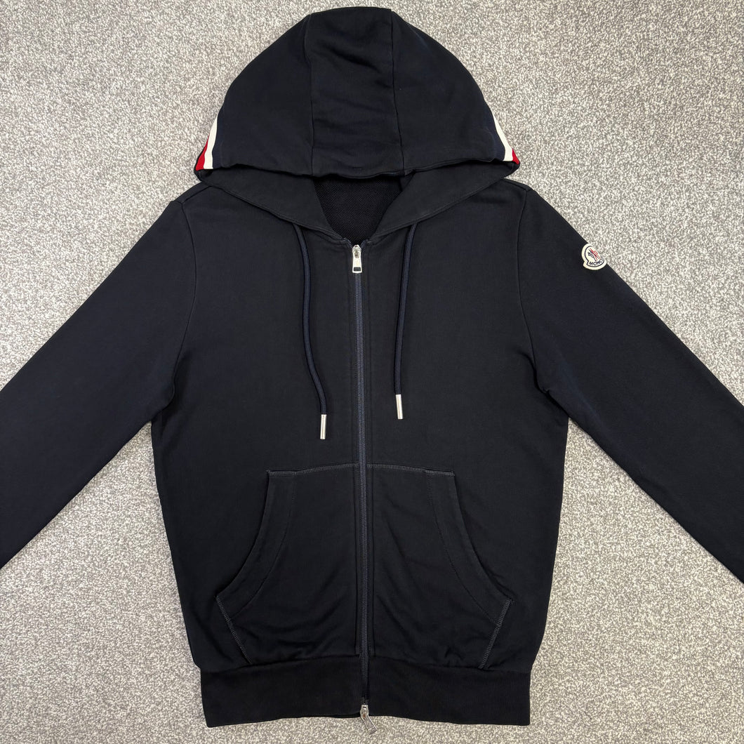 Moncler Tricolour Zip-Up Hoodie Navy Size Small
