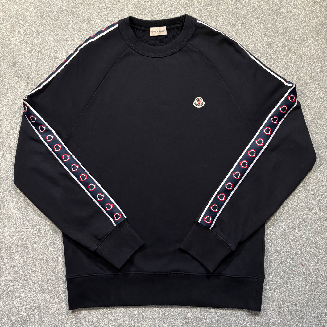 Moncler Tape Logo Sweatshirt Navy Size Large