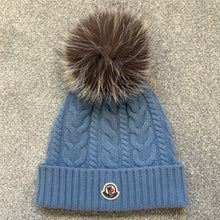 Load image into Gallery viewer, Women’s Moncler Wool &amp; Cashmere Pom-Pom Beanie Light Blue SzUNI

